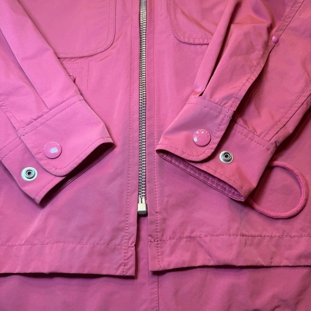 Coach Womens Pink Hooded Utility Field Jacket Parka XS Drawstring Waist Full Zip